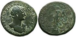 Ancient Coins - ADRIANO. Dupondio. (Ae. 14,84g/29mm). 118 d.C. Roma. (RIC 161). Anv: Busto radiado y drapeado al hombro a dererecha de adriano, alrededor leyenda: IMP CAESAR TRAIANVS HADRIANVS AV
