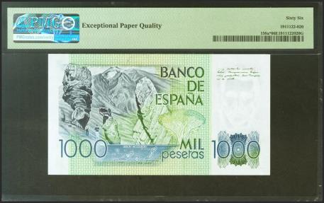 World Coins - 1000 Pesetas. 23 de Octubre de 1979. Serie especial 9D. (Edifil 2021: 477b, Pick: 158a*). Muy rara serie especialmente en esta excepcional calidad, apresto original. SC. Encapsula