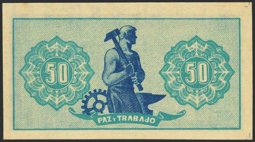 World Coins - 50 Céntimos. 1937. Asturias y León. Sin serie y numeración baja (Nº000403). (Edifil 2023: 396). Muy raro en esta calidad, apresto original. SC-.