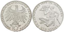 World Coins - ALEMANIA. 10 Marcos (Ar. 15,56g/33mm). 1972. Hamburgo J. Juegos Olímpicos de Munich. Atletas. (Km#132). EBC.