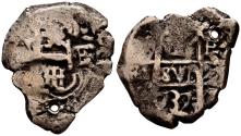 World Coins - FELIPE V (1700-1746). 1 Real. (Ar. 3,01g/18mm). 1737. Potosí E. (Cal-2019-597). Doble ensayador. BC+/MBC-. Perforación.