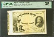 World Coins - 50 Pesetas. 1 de Junio de 1889. Serie A. (Edifil 2021: 298, Pick: 40). Muy raro especialmente sin reparaciones y en esta calidad, roturita sin importancia alguna en el margen infe