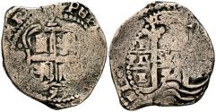 World Coins - FELIPE IV (1621-1665). 2 Reales. (Ar. 6,66g/24mm). 1654. Potosí E. (Cal-2019-921). Doble fecha. MBC-.