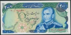 World Coins - IRAN. 200 Rials. (1974ca). National Bank. Signatures: Yeganeh and Ansary, yellow security thread. (Pick: 103a). Uncirculated.