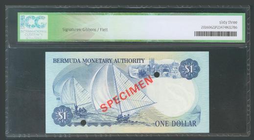World Coins - BERMUDA. 1 to 100 Dollars. (1978ca). Bermuda Monetary Authory. Specimen. (Pick: 28/33s). ICG63, 68, 66, 63, 66,66.
