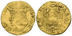 World Coins - CARLOS V (1516-1556). Ducado. (Au. 3,44g/22mm). S/D. Nápoles. (MIR 128; Pannuti-Riccio 6). MBC. Vanos de acuñación. Muy raro ejemplar. Carlos I de España, V de Alemania pero tambi