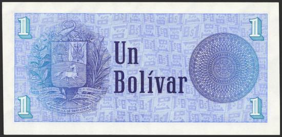 World Coins - VENEZUELA. 1 Bolívar. 5 de Octubre de 1989. Firmado por Pedro R. Tirico Hijo y José Vicente Rodríguez Aznar. Serie B. (Pick: 68, Sleiman: 2). SC.