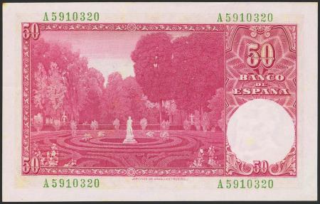 World Coins - 50 Pesetas. 31 de Diciembre de 1951. Serie A. (Edifil 2023: 462a). Conserva todo su apresto original, tonalizado. SC-.