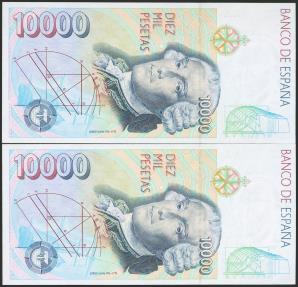 World Coins - 10000 Pesetas. 12 de Octubre de 1992. Pareja correlativa. Sin serie. (Edifil 2021: 485). SC.