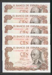 World Coins - Precioso e interesante conjunto de 26 billetes de 100 Pesetas emitidos el 17 de Noviembre de 1970, incluyendo todas las letras de la séptima emisión (6A, 6B capicúa, 6C capicúa, 6