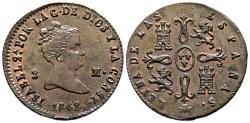 World Coins - ISABEL II (1833-1868). 2 Maravedís. (Ae. 1,72g/19mm). 1842. Segovia. (Cal-2019-54). EBC+.