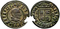 World Coins - FELIPE IV (1621-1665). 8 Maravedís. (Ae. 1,80g/21mm). 1661. Segovia S. (Cal-2019-393). MBC+. Cospel faltado.