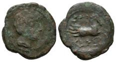 Ancient Coins - CESSE. Cuadrante. 110-20 a.C. Tarragona. A/ Cabeza masculina a derecha, detrás letra ibérica Be. R/ Busto de Pegaso a derecha, encima tres puntos, debajo leyenda CESSE. FAB-2354.