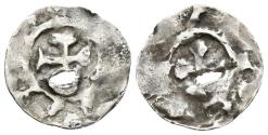 World Coins - SUNYER I. Diner. (911-947) Comtats de Barcelona-Ausona i Girona. Cru.C.G. 1813. Ar. 0,59g. Perforación. MBC. Rara.