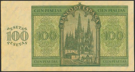 World Coins - 100 Pesetas. 21 de Noviembre de 1936. Serie X, última serie emitida. (Edifil 2023: 421a). Conserva parte de su apresto original. EBC.