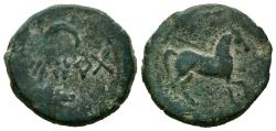 Ancient Coins - ILTIRTA (Lérida). Cuadrante. (Ae. 3,70g/18mm). 200-20 a.C. (FAB-1483). Anv: Leyenda ibérica: ILTiRTa, entre creciente hacia abajo y cabeza de lobo. Rev: Caballo parado a derecha.