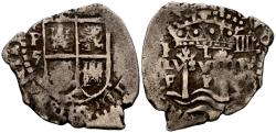 World Coins - FELIPE IV (1621-1665). 1 Real. (Ar. 2,31g/21mm). 1652. Potosí E. (Cal-2019-748). Tipo transicional. MBC/MBC+. Rara y más así.