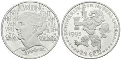 World Coins - HOLANDA. 25 Ecu. (Ar. 24,95g/38mm). 1995. "GULLERMINA". SC.