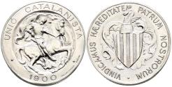 World Coins - ALFONSO XIII (1885-1931). 5 Pesetas. (Ar. 24,39g/37mm). 1900. Barcelona (Unión Catalanista). (Cal-2019-135). EBC+. Extraordinario ejemplar con restos de brillo original, escaso as