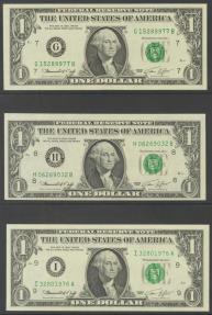 World Coins - USA. 1 Dollar. Federal Reserve Note. 12 banknotes from serial number A to L (all issuing banks incuded). 1974. (Friedberg: 1908A/L). Nice set. Uncirculated.
