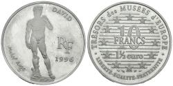 World Coins - FRANCIA. 100 Francs. 15 Euro. David. Miguel Ángel. 1996. (Ar. 22,17g/37,00mm). Proof.