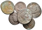 World Coins - ROMAN EMPIRE. Lot consisting of 6 bronze coins, containing 5 Follis de Constancio (2), Galerio, Maximiano (2) and 1 Antoniniano de Carino. Different backs and mints. Ae. Almost Ve