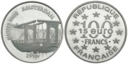 World Coins - FRANCIA. 100 Francs. 15 Euro. Magere Brug. Amsterdam. 1996. (Ar. 22,20g/37,00mm). Proof.