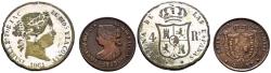 World Coins - ISABEL II (1833-1868). Pareja de falsas de épocas con valores de 4 Reales (1861) y 4 Escudos (1863). Diferentes estados de conservación. A EXAMINAR.