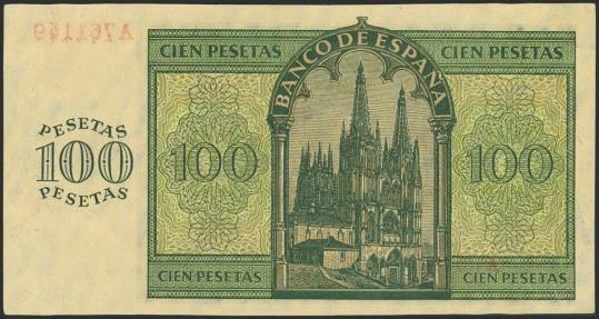 World Coins - 100 Pesetas. 21 de Noviembre de 1936. Serie A. (Edifil 2023: 421). Conserva gran parte de su apresto original. EBC+++.