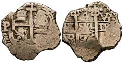 World Coins - CARLOS II (1665-1700). 4 Reales. (Ar. 13,76g/29mm). 1696. Potosí VR. (Cal-2019-543). MBC-.