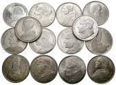World Coins - MEDALLAS. Precioso e interesante conjunto formado por 14 medallas de plata de los principales Papas del Siglo XX: Benedicto XV, Pio X, XI y XII, Juan XXIII, Pablo VI, Juan Pablo I