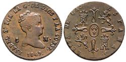 World Coins - ISABEL II (1833-1868). 2 Maravedís. (Ae. 2,39g/19mm). 1849. Segovia. (Cal-2019-61). MBC+.