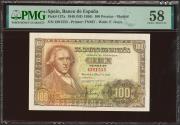 World Coins - 100 Pesetas. 2 de Mayo de 1948. Sin serie. (Edifil 2023: 456, Pick: 137a). EBC++. Encapsulado PMG58.