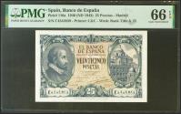 World Coins - 25 Pesetas. 9 de Enero de 1940. Serie C. (Edifil 2021: 436a). Raro en esta excepcional calidad, conserva todo su apresto original. SC. Encapsulado PMG66EPQ.