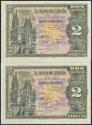 World Coins - 2 Pesetas. 30 de Abril de 1938. Pareja correlativa. Serie H. (Edifil 2021: 429a). Conserva todo su apresto original. SC.