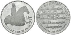 World Coins - FRANCIA. 100 Francs. 15 Euro. Cavalier Chinois. 1996. (Ar. 22,16g/37,00mm). Proof.