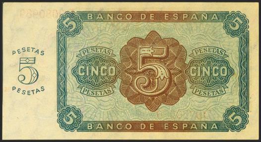 World Coins - 5 Pesetas. 10 de Agosto de 1938. Serie D. (Edifil 2021: 435a). Apresto original. SC.