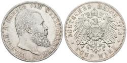 World Coins - ALEMANIA. 5 Marcos (Ar. 27,74g/38mm). 1913. Wuerttemberg (KM#632). EBC.