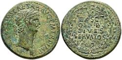 Ancient Coins - CLAUDIO I. Sestercio. (Ae. 25,55g/35mm). 41-54 d.C. Roma. (RIC 96). Anv: Cabeza laureada de Claudio I a derecha, alrededor leyenda: TI CLAVDIVS CAESAR AVG P M TR P IMP. Rev: Leyen