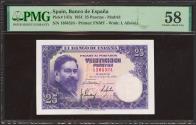 World Coins - 25 Pesetas. 22 de Julio de 1953. Sin serie. (Edifil 2021: 467, Pick: 147a). EBC++. Encapsulado PMG58.