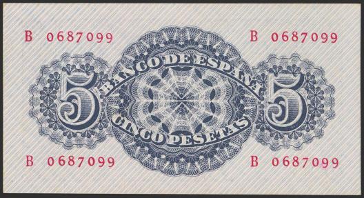 World Coins - 5 Pesetas. 12 de Abril de 1947. Serie B. (Edifil 2023: 454a). Conserva parte del apresto original. SC.
