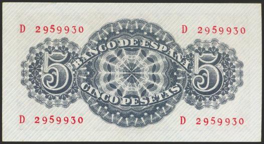 World Coins - 5 Pesetas. 12 de Abril de 1947. Serie D. (Edifil 2017: 454a). Conserva parte del apresto original. SC--.
