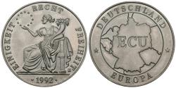 World Coins - ALEMANIA. 1 Ecu. Einigkeit Recht Freiheit. 1992. (Cu-Ni. 24,87g/40,00mm). SC.
