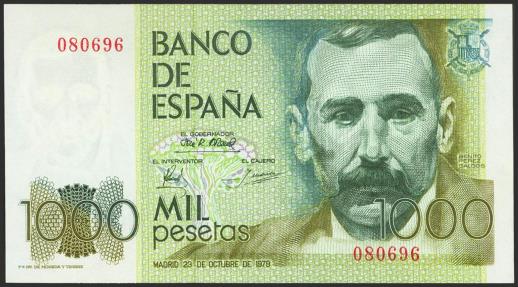 World Coins - 1000 Pesetas. 23 de Octubre de 1979. Sin serie. (Edifil 2021: 477). SC.