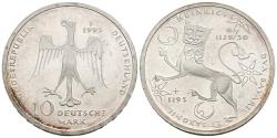 World Coins - ALEMANIA. 10 Marcos (Ar. 15,58g/33mm). 1995. Stuttgar F. 800 Aniversario de la muerte de Enrique el León. (Km#186). EBC.