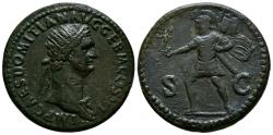 Ancient Coins - DOMICIANO. Dupondio. (Ae. 13,46g/28mm). 85 d.C. Roma. (RIC 293). Anv: Busto radiado de Domiciano a derecha, alrededor leyenda: IMP CAES DOMITIAN AVG GERM COS XI. Rev: Marte avanza