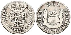 World Coins - FELIPE V. (1700-1746). 2 Reales. (Ar. 6,28g/26mm). 1745. México M. (Cal-2019-833). BC+.