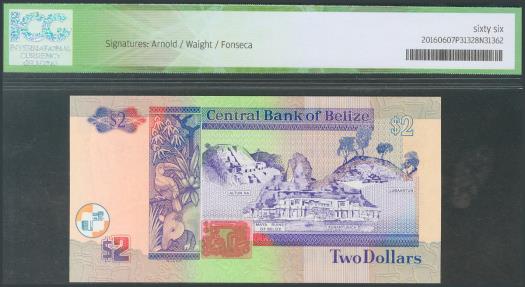World Coins - BELIZE. 2 Dollars. 1 January 2002. (Pick: 60b). ICG66.