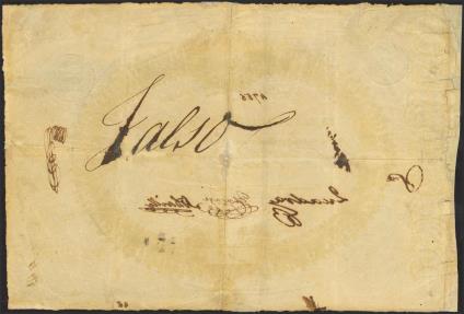 World Coins - 1000 Reales de Vellón. 1 de Enero de 1843. Banco de San Fernando. Firmas, numeración e inexplicable anotación 