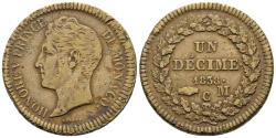 World Coins - MONACO. Honore V. 1 Décime. 1838. Monaco C. Km#97.1. Ae. 17,80g. MBC-.